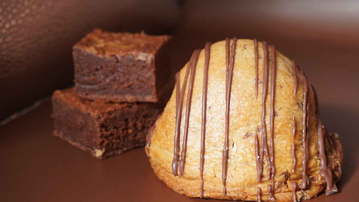 Domed stuffed cookie brownie